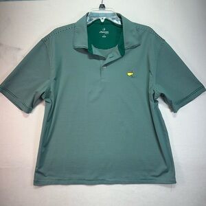 Masters Green Striped Golf Polo with Yellow Logo